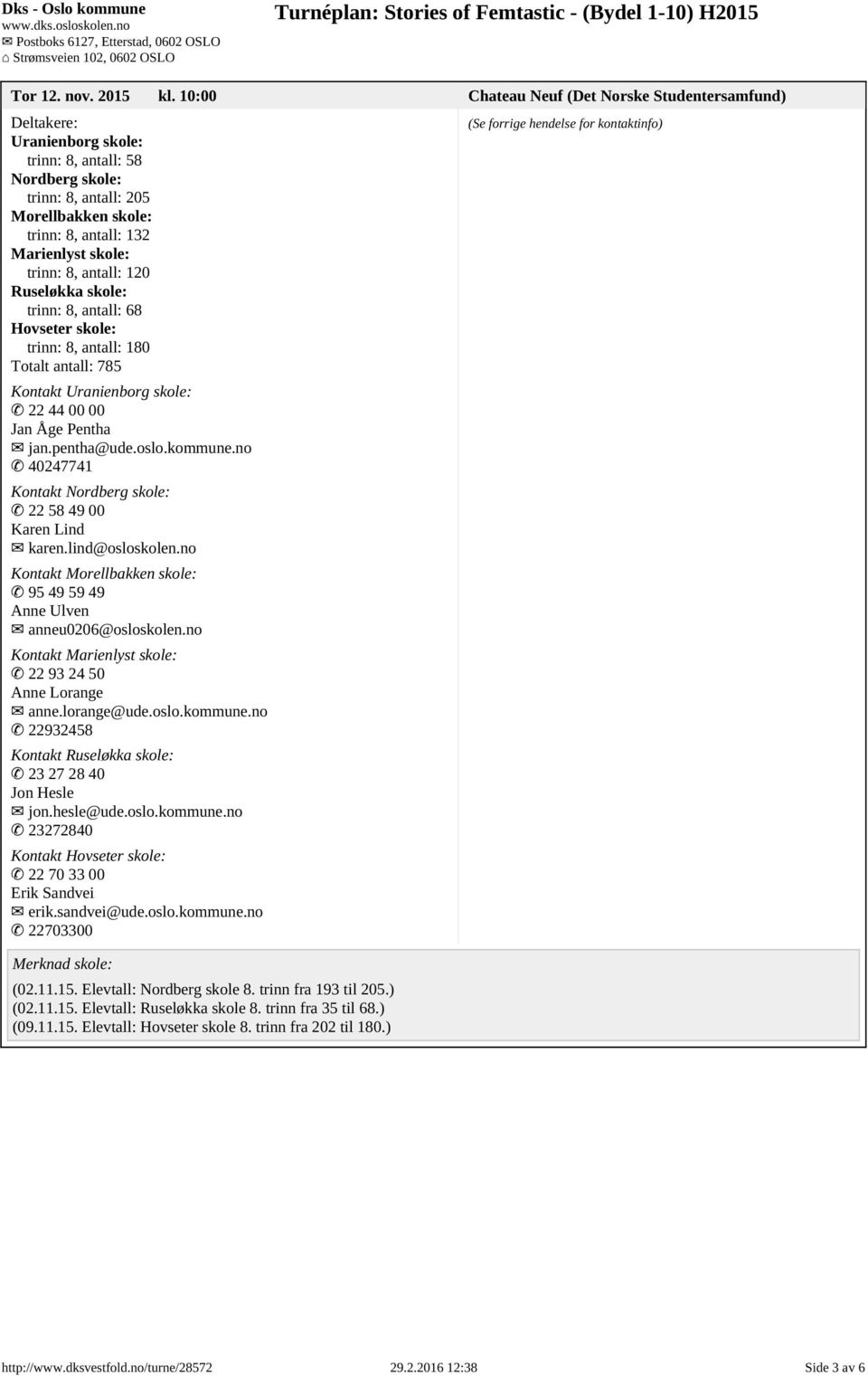 trinn: 8, 68 Hovseter skole: trinn: 8, 180 Totalt 785 Kontakt Uranienborg skole: 22 44 00 00 Jan Åge Pentha jan.pentha@ude.oslo.kommune.