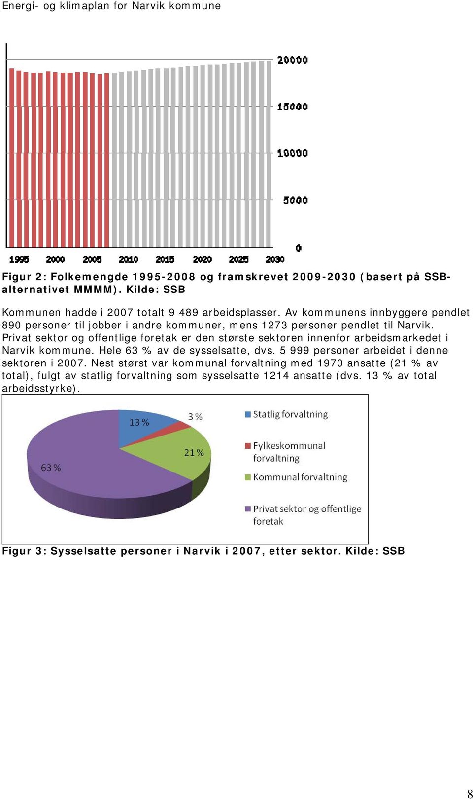 Privat sektor og offentlige foretak er den største sektoren innenfor arbeidsmarkedet i Narvik kommune. Hele 63 % av de sysselsatte, dvs.