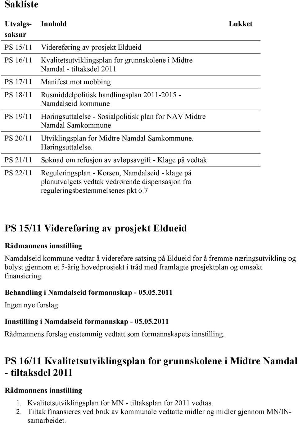 Namdal Samkommune. Høringsuttalelse.