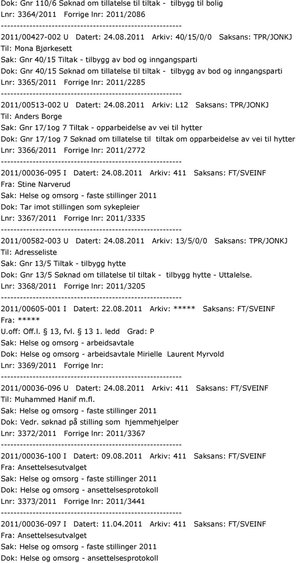 2011 Arkiv: 40/15/0/0 Saksans: TPR/JONKJ Til: Mona Bjørkesett Sak: Gnr 40/15 Tiltak - tilbygg av bod og inngangsparti Dok: Gnr 40/15 Søknad om tillatelse til tiltak - tilbygg av bod og inngangsparti