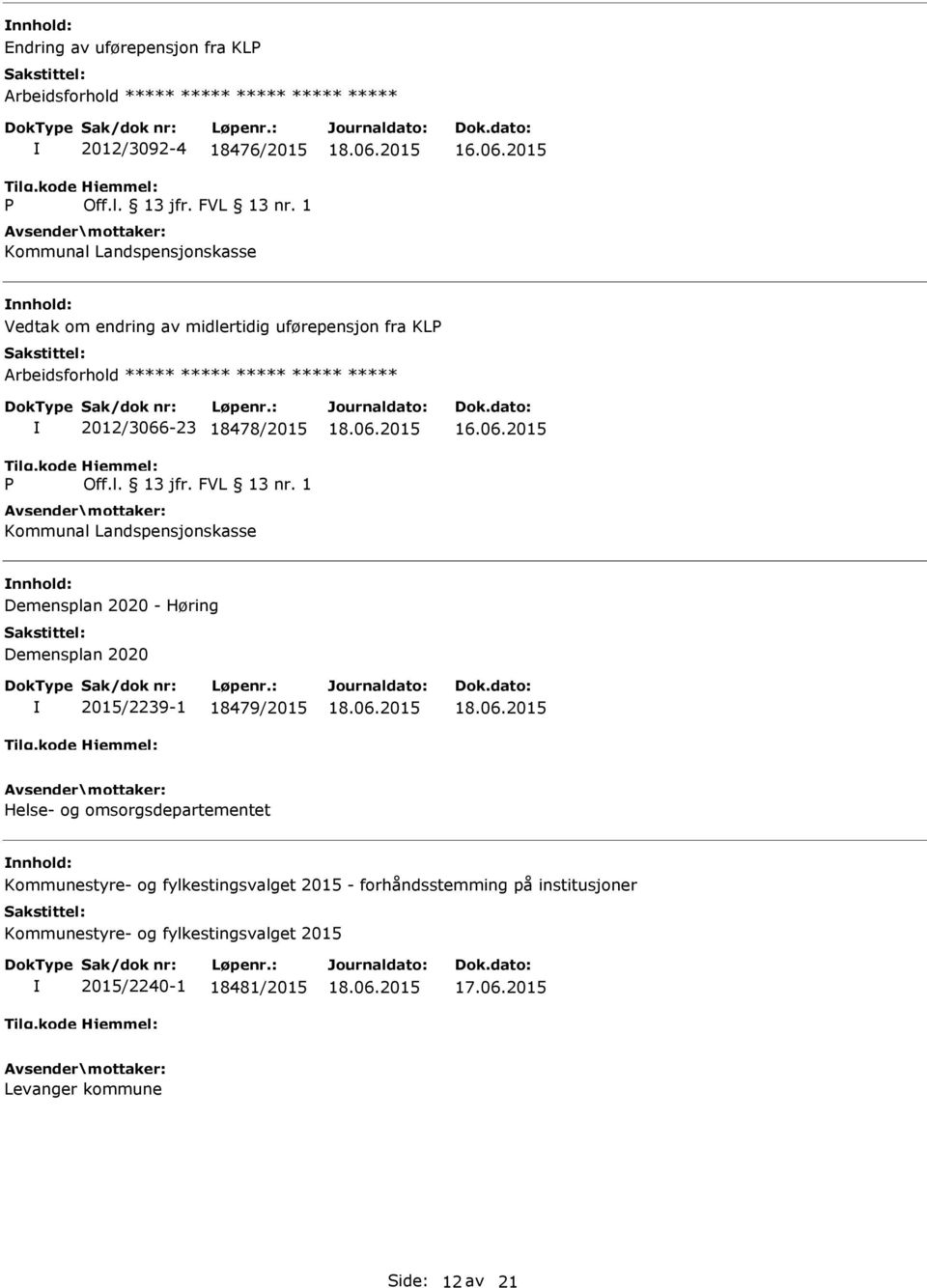 Høring Demensplan 2020 2015/2239-1 18479/2015 Helse- og omsorgsdepartementet Kommunestyre- og fylkestingsvalget 2015 -