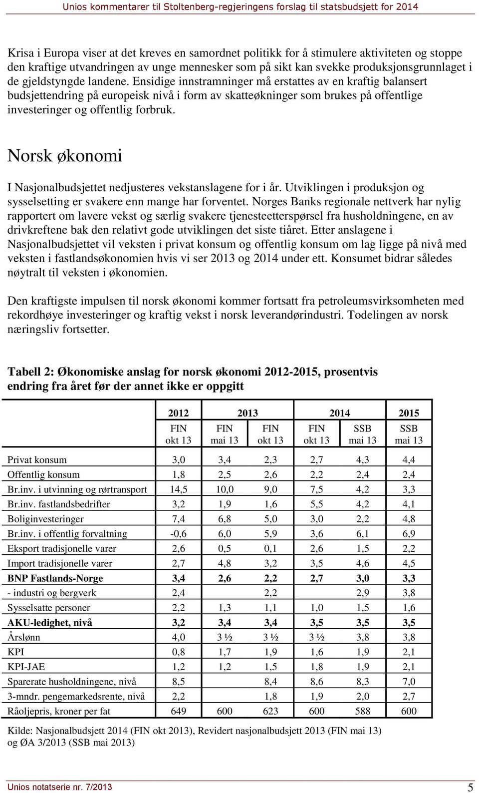 Ensidige innstramninger må erstattes av en kraftig balansert budsjettendring på europeisk nivå i form av skatteøkninger som brukes på offentlige investeringer og offentlig forbruk.