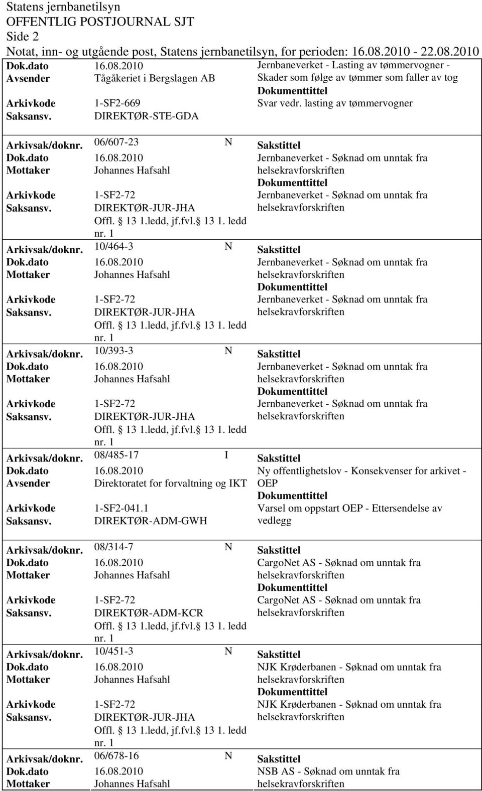 08/485-17 I Sakstittel Ny offentlighetslov - Konsekvenser for arkivet - Avsender Direktoratet for forvaltning og IKT OEP Varsel om oppstart OEP - Ettersendelse av Saksansv.