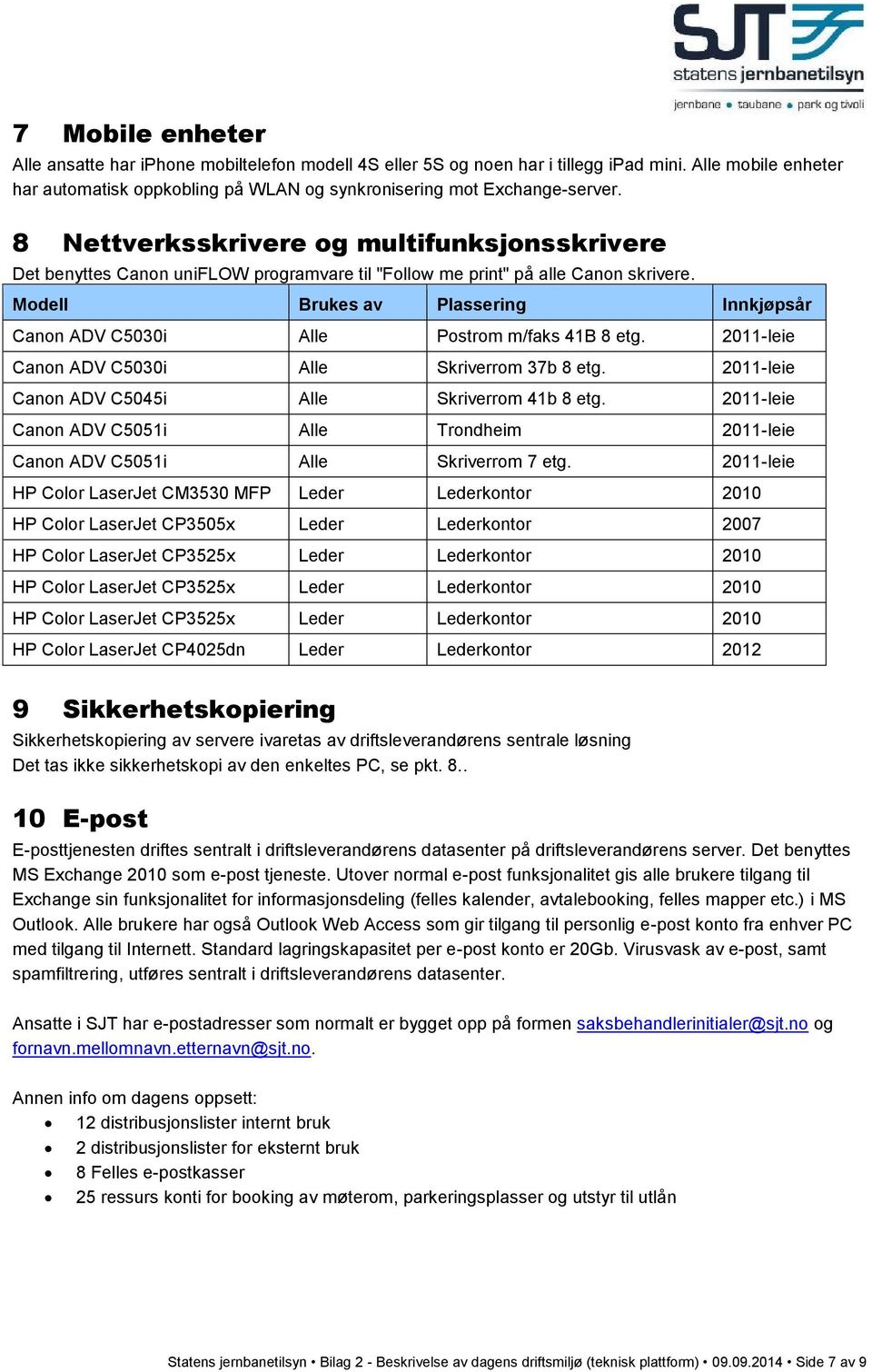 Modell Brukes av Plassering Innkjøpsår Canon ADV C5030i Alle Postrom m/faks 41B 8 etg. 2011-leie Canon ADV C5030i Alle Skriverrom 37b 8 etg. 2011-leie Canon ADV C5045i Alle Skriverrom 41b 8 etg.