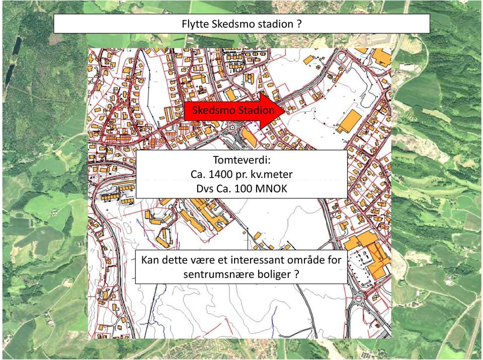 Fortsatt behov for sentrumsnære boligområder Skedsmo Stadion Mulige løsninger b l