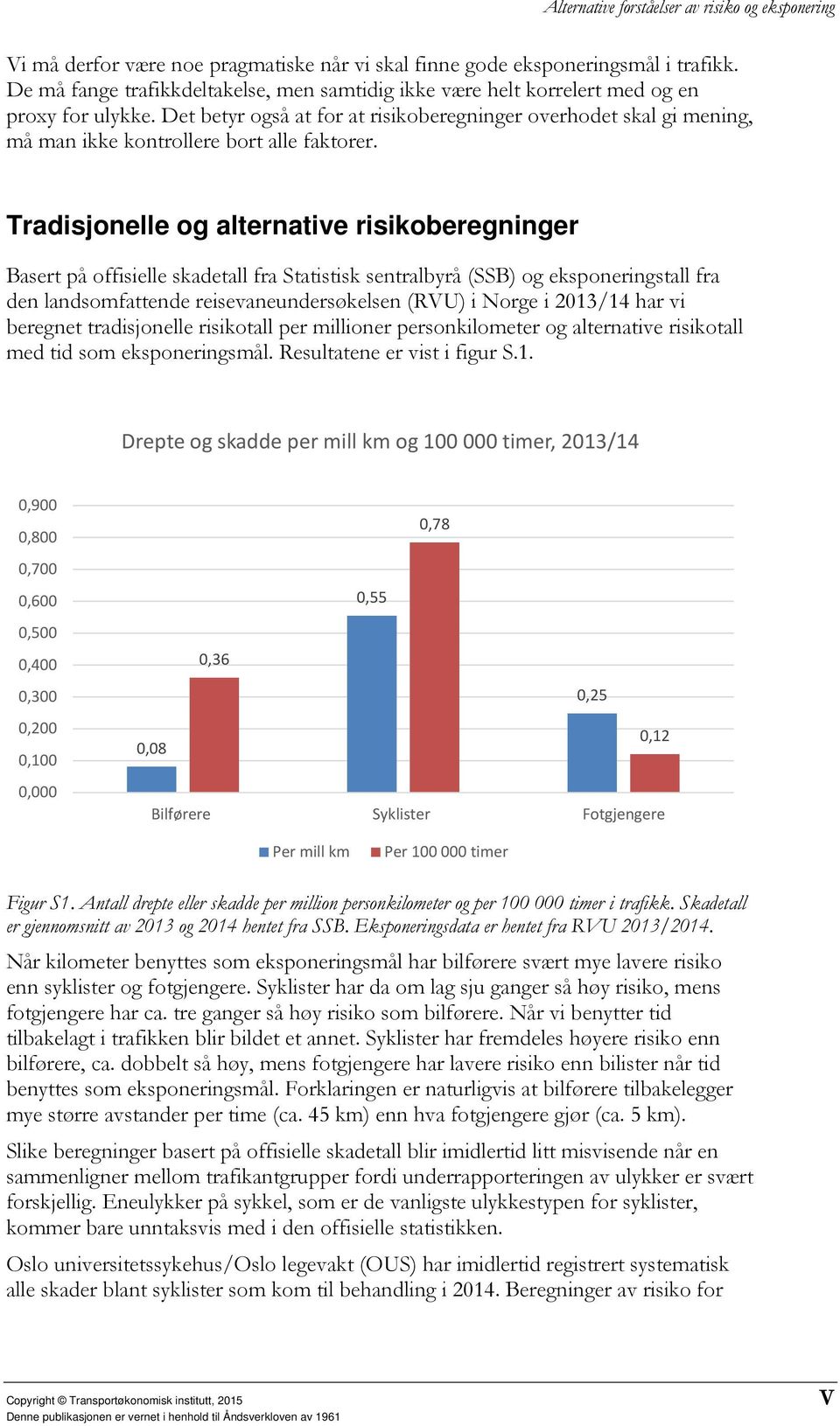 Tradisjonelle og alternative risikoberegninger Basert på offisielle skadetall fra Statistisk sentralbyrå (SSB) og eksponeringstall fra den landsomfattende reisevaneundersøkelsen (RVU) i Norge i