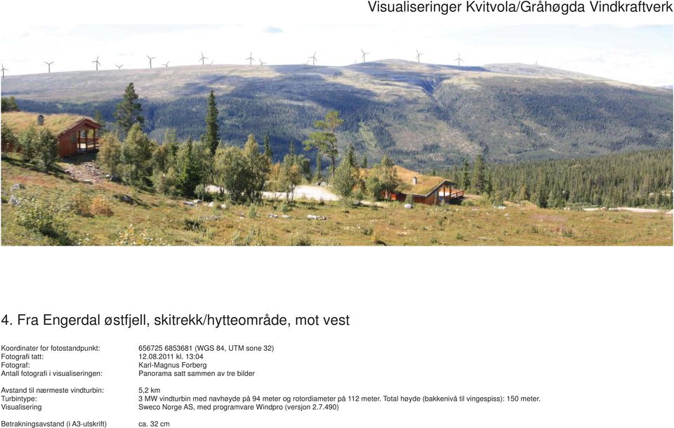 bilder 5,2 km 3 MW vindturbin med navhøyde på 94 meter og rotordiameter på 112 meter Total høyde