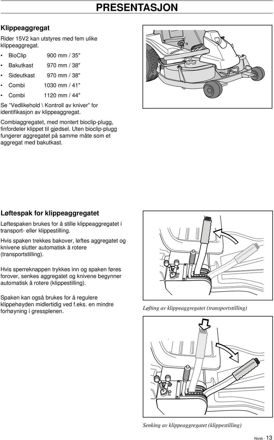 Combiaggregatet, med montert bioclip-plugg, finfordeler klippet til gjødsel. Uten bioclip-plugg fungerer aggregatet på samme måte som et aggregat med bakutkast.