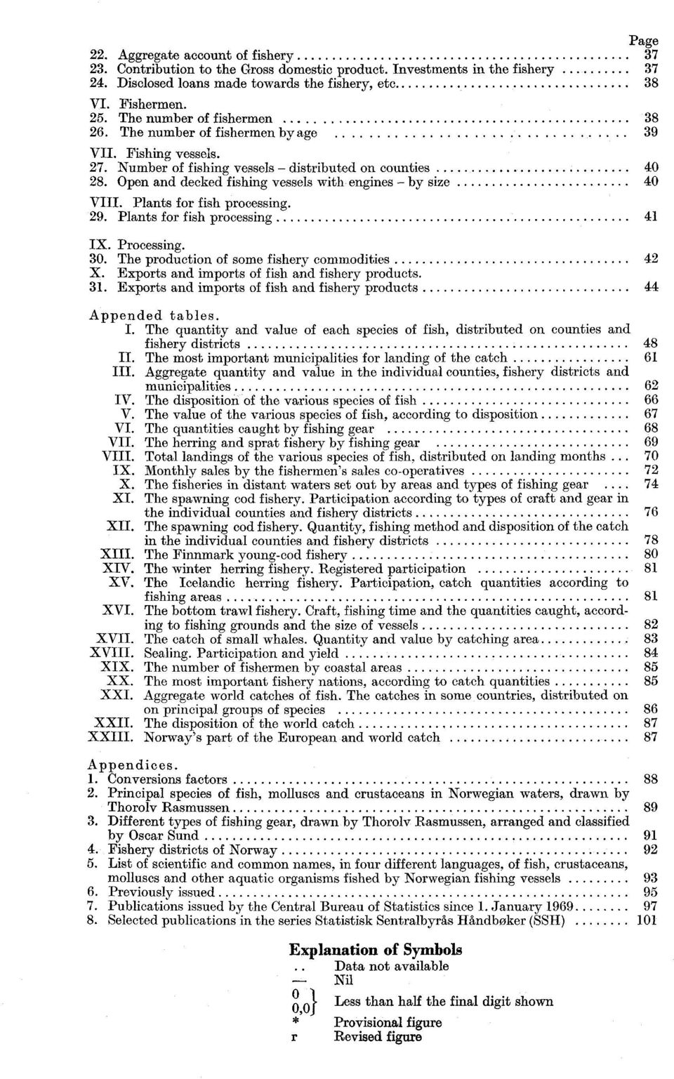 Open and decked fishing vessels with engines by size 40 VIII. Plants for fish processing. 29. Plants for fish processing 41 IX. Processing. 30. The production of some fishery commodities 42 X.