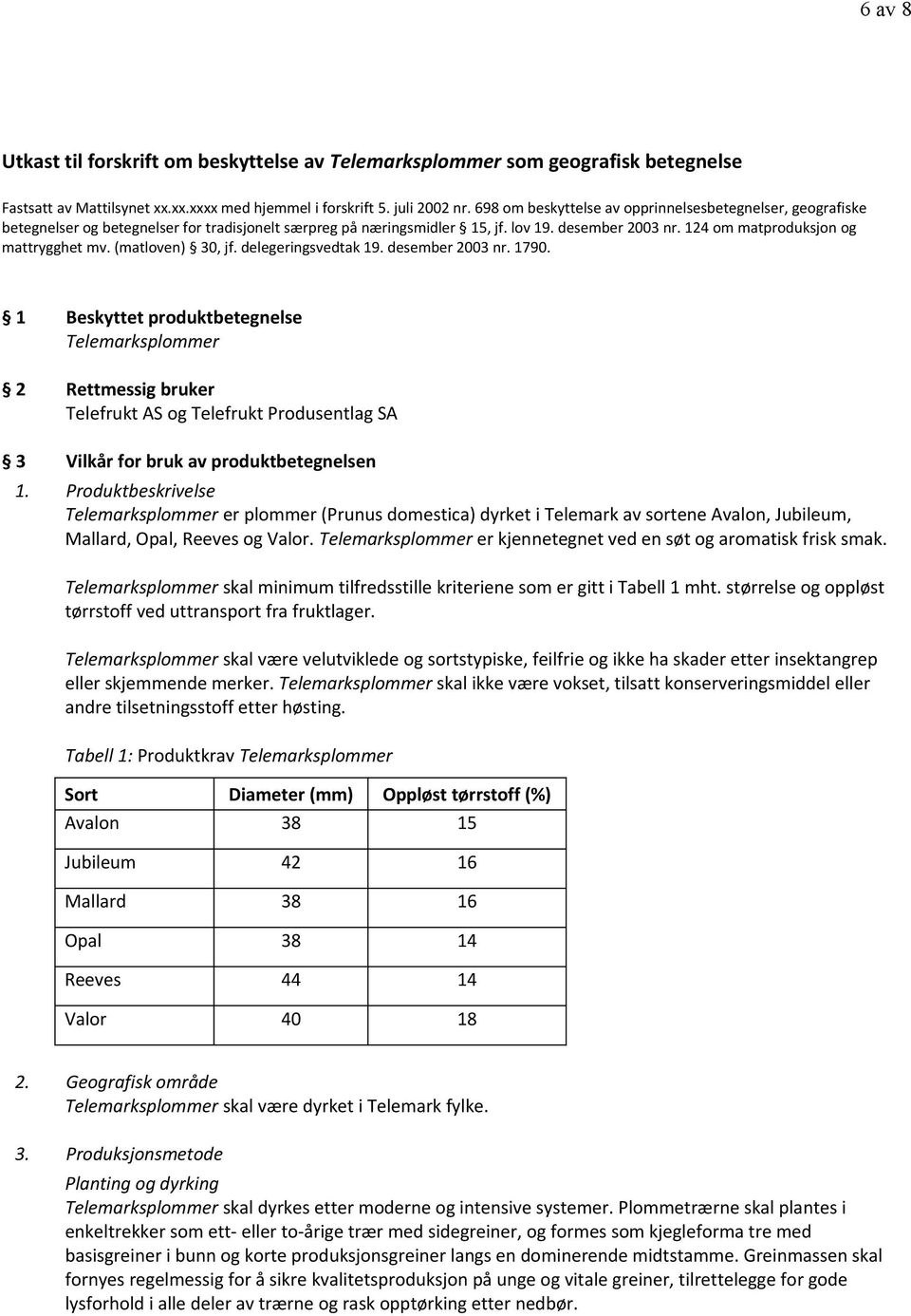 124 om matproduksjon og mattrygghet mv. (matloven) 30, jf. delegeringsvedtak 19. desember 2003 nr. 1790.