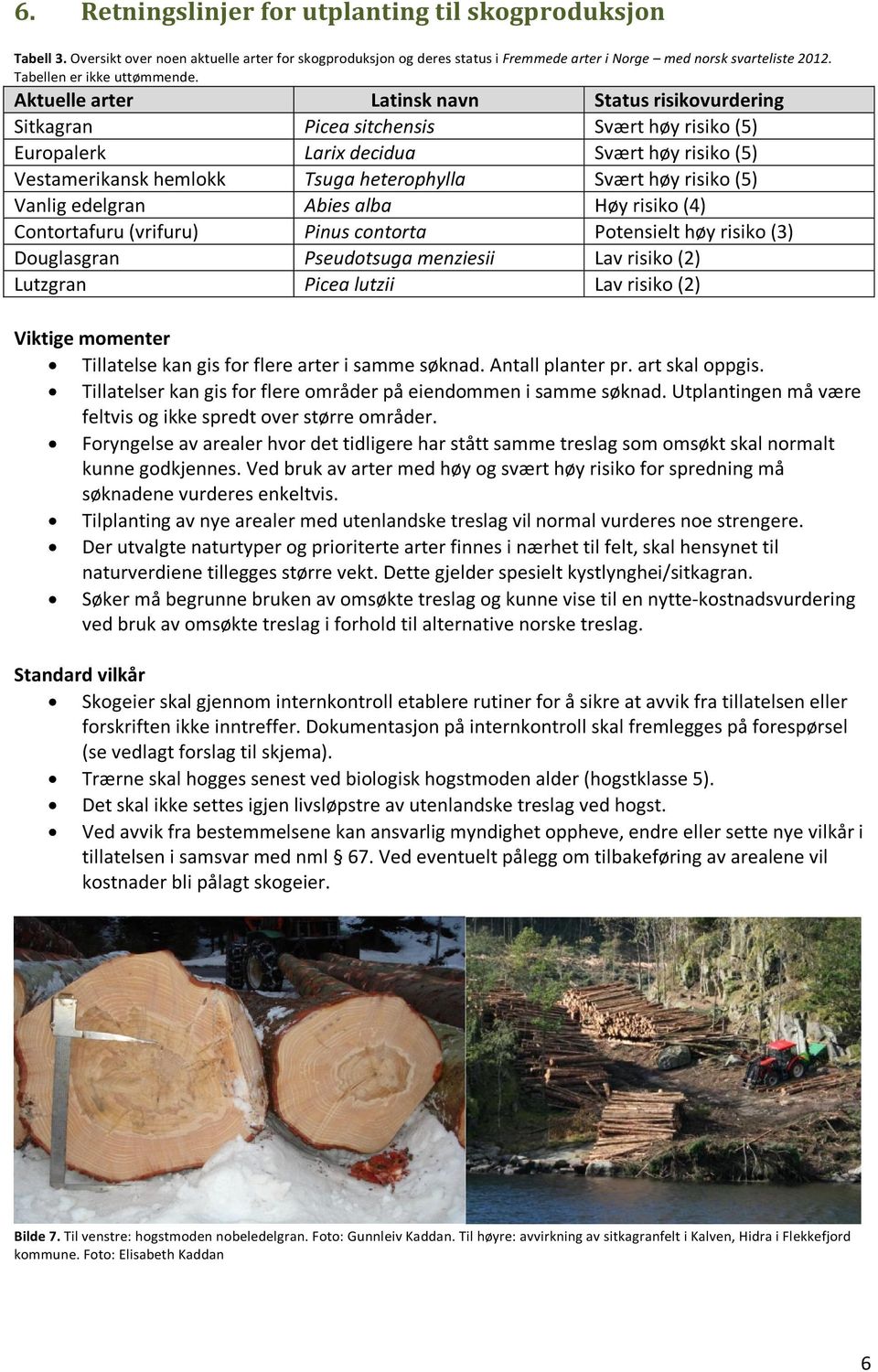 Aktuelle arter Latinsk navn Status risikovurdering Sitkagran Picea sitchensis Svært høy risiko (5) Europalerk Larix decidua Svært høy risiko (5) Vestamerikansk hemlokk Tsuga heterophylla Svært høy