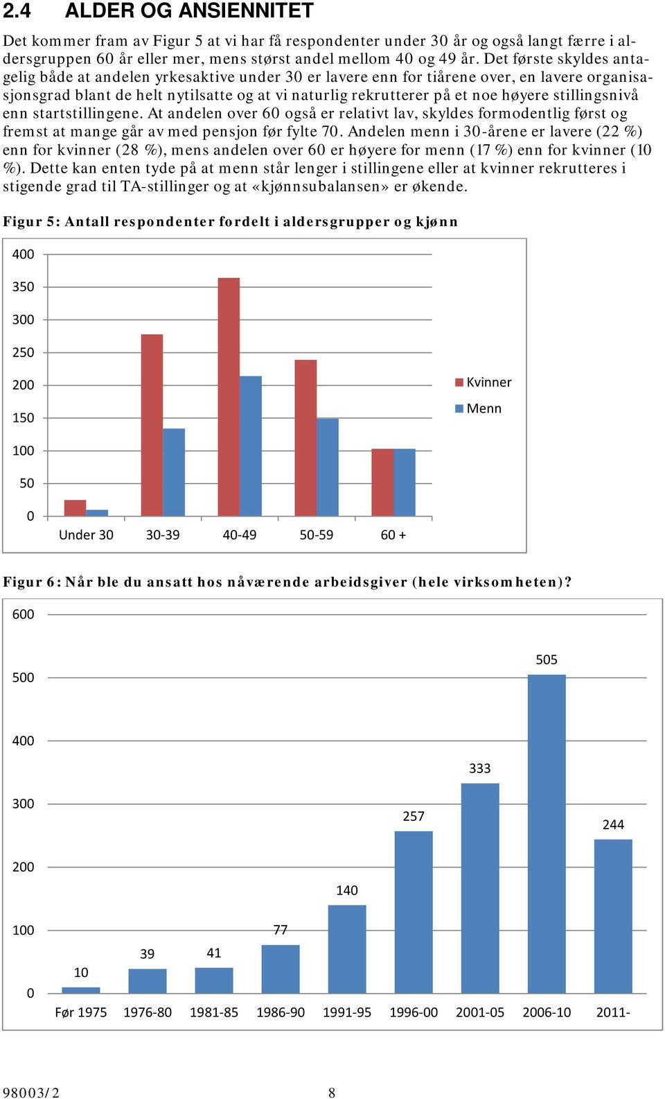 stillingsnivå enn startstillingene. At andelen over 60 også er relativt lav, skyldes formodentlig først og fremst at mange går av med pensjon før fylte 70.