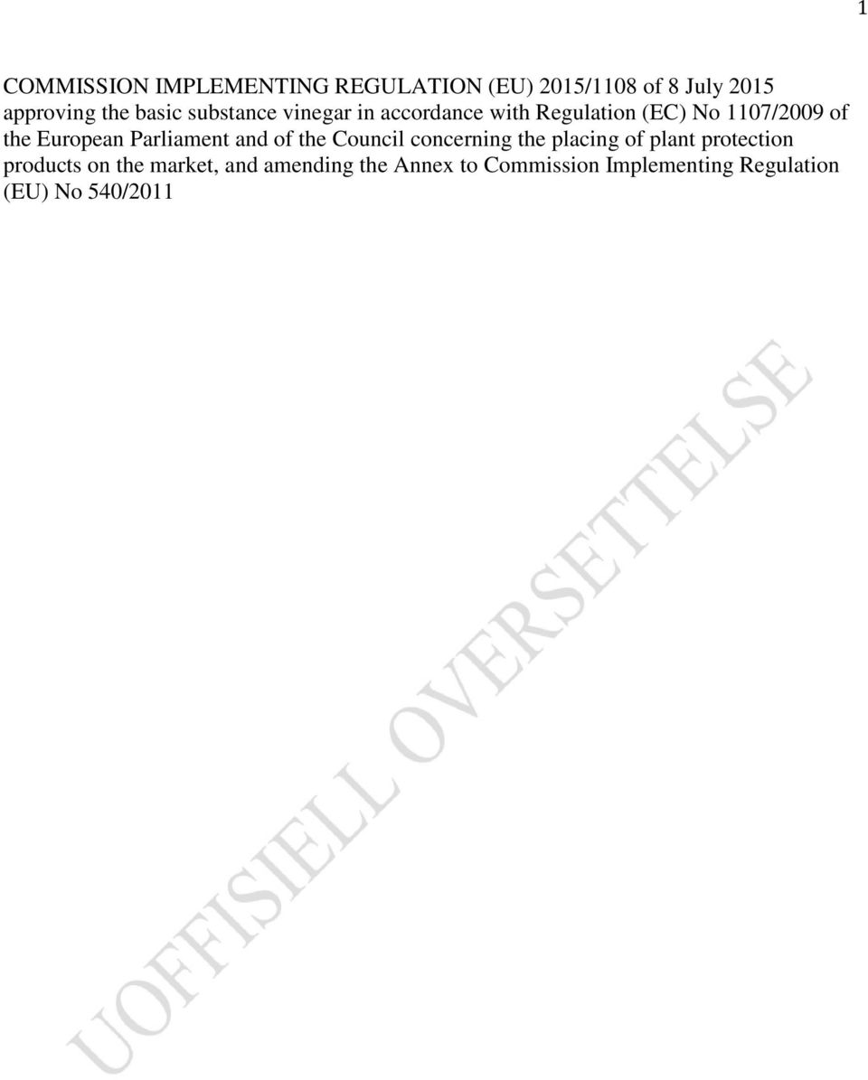 Parliament and of the Council concerning the placing of plant protection products on