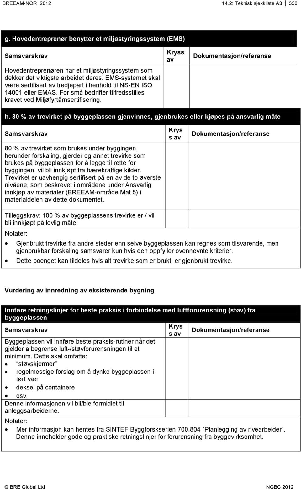 nhold til NS-EN ISO 14001 eller EMAS. For små bedrifter tilfredsstilles kret ved Miljøfyrtårnsertifisering. h.