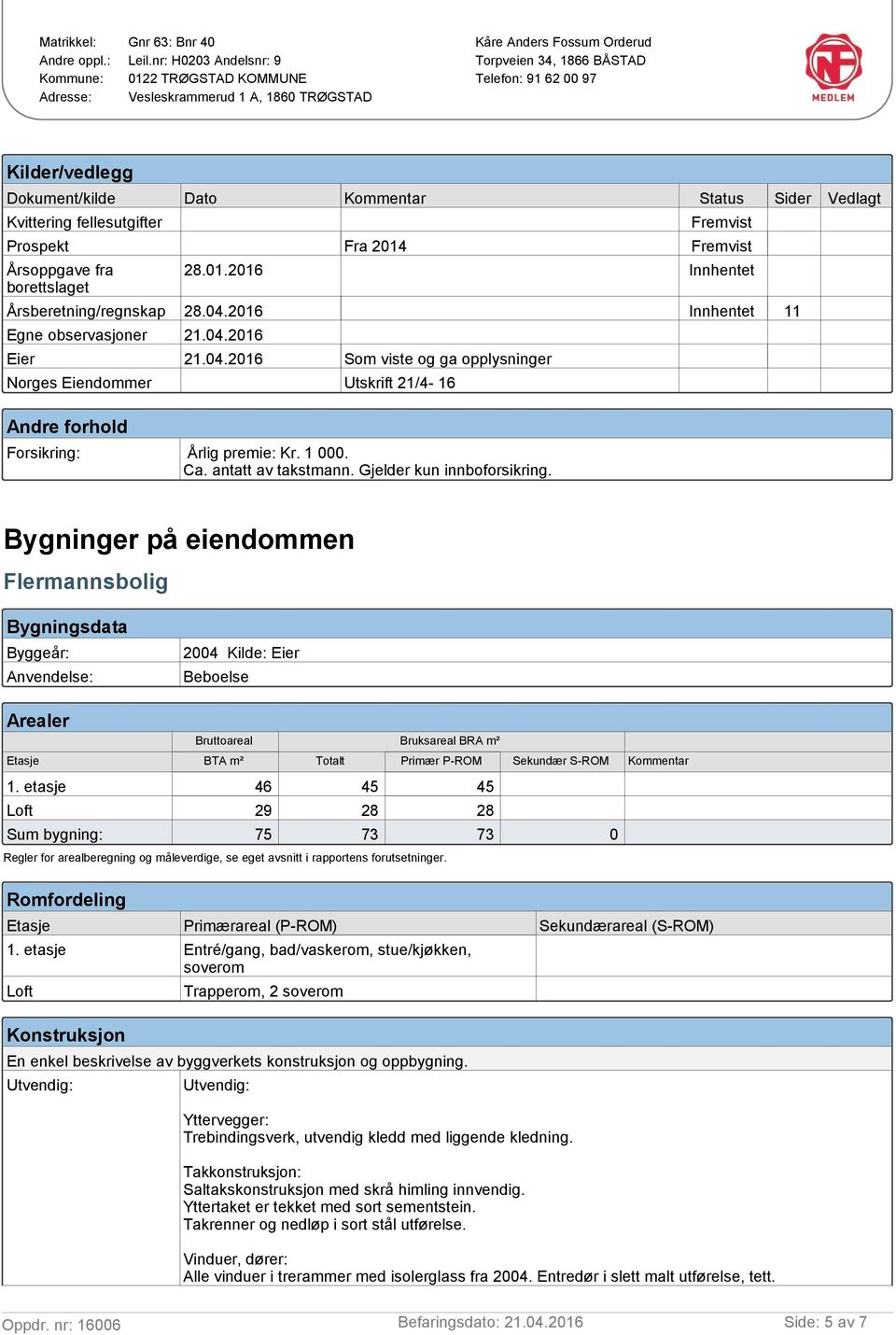 antatt av takstmann. Gjelder kun innboforsikring.