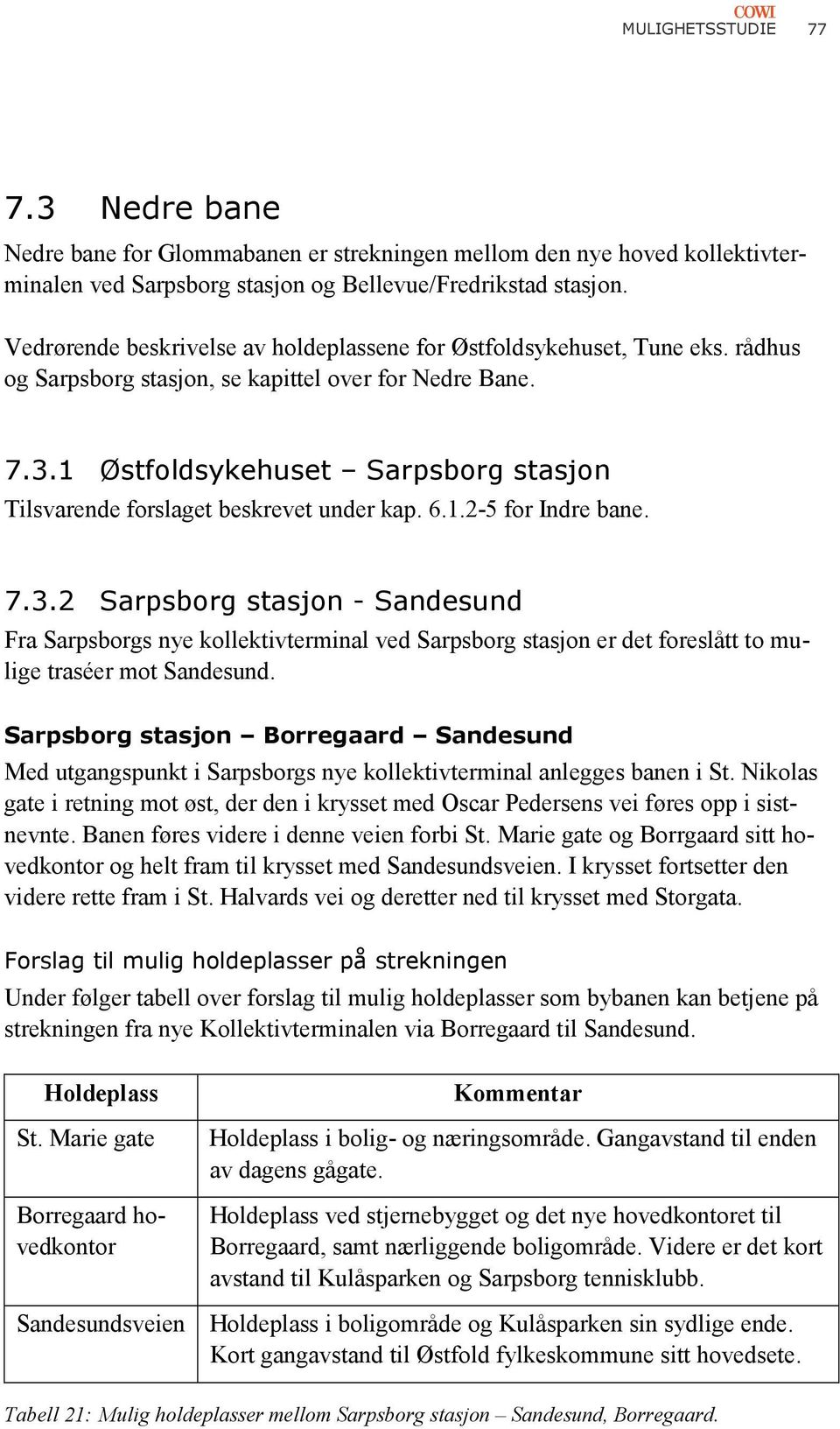 1 Østfoldsykehuset Sarpsborg stasjon Tilsvarende forslaget beskrevet under kap. 6.1.2-5 for Indre bane. 7.3.