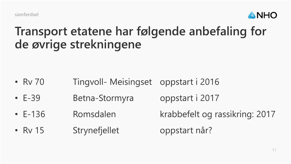 E-39 Betna-Stormyra oppstart i 2017 E-136 Romsdalen