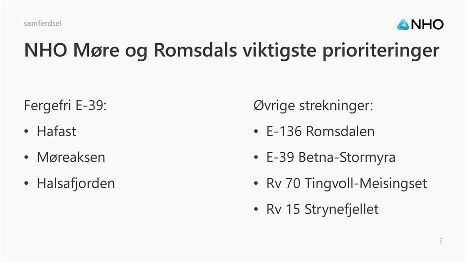 Øvrige strekninger: E-136 Romsdalen E-39