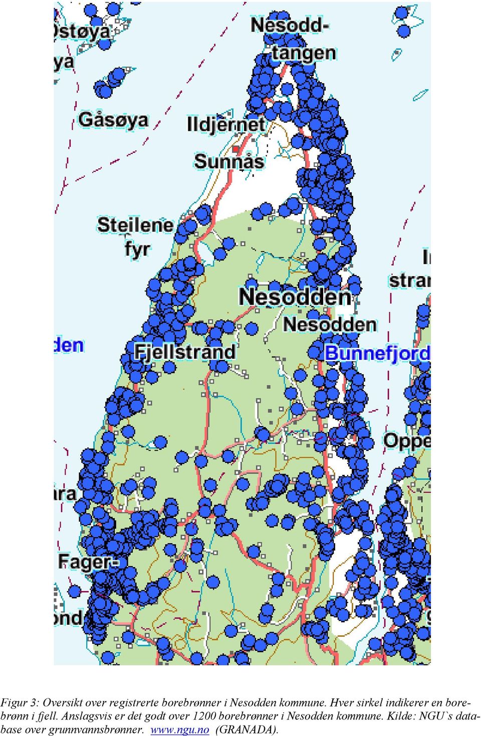 Anslagsvis er det godt over 1200 borebrønner i Nesodden