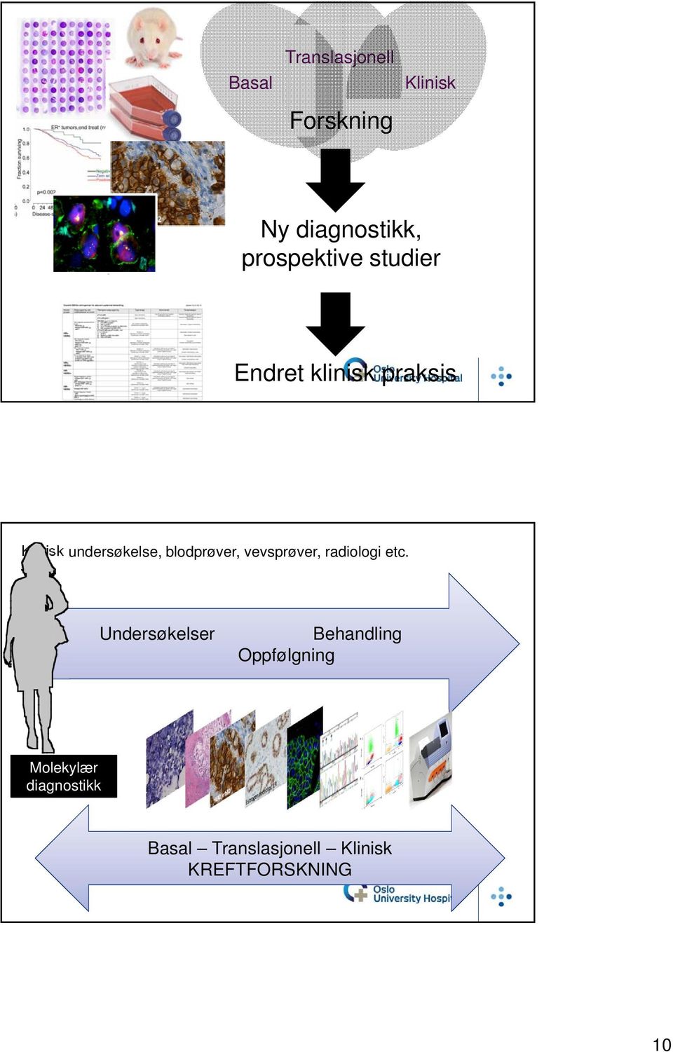 blodprøver, vevsprøver, radiologi etc.