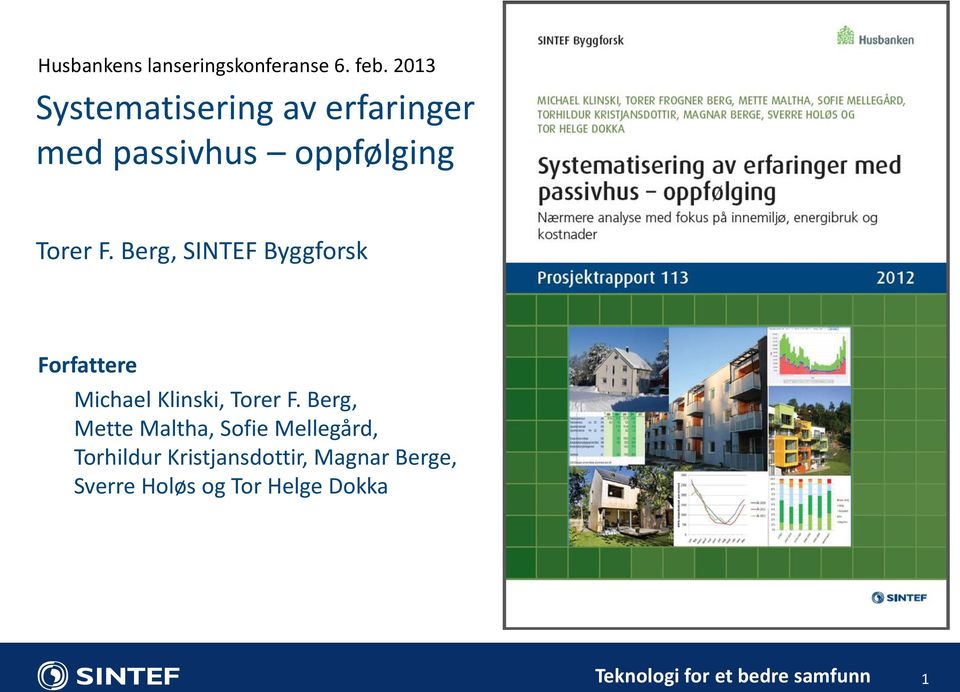 Berg, SINTEF Byggforsk Forfattere Michael Klinski, Torer F.