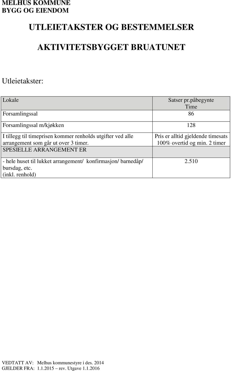 utgifter ved alle arrangement som går ut over 3 timer.