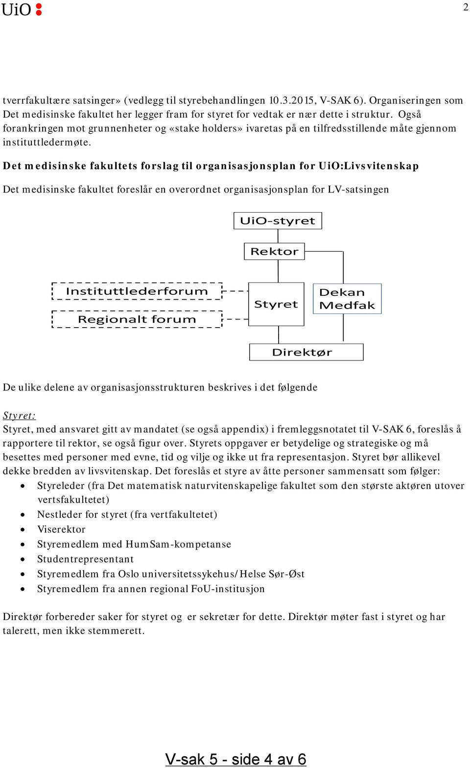 Det medisinske fakultets forslag til organisasjonsplan for UiO:Livsvitenskap Det medisinske fakultet foreslår en overordnet organisasjonsplan for LV-satsingen UiO-styret Rektor Instituttlederforum