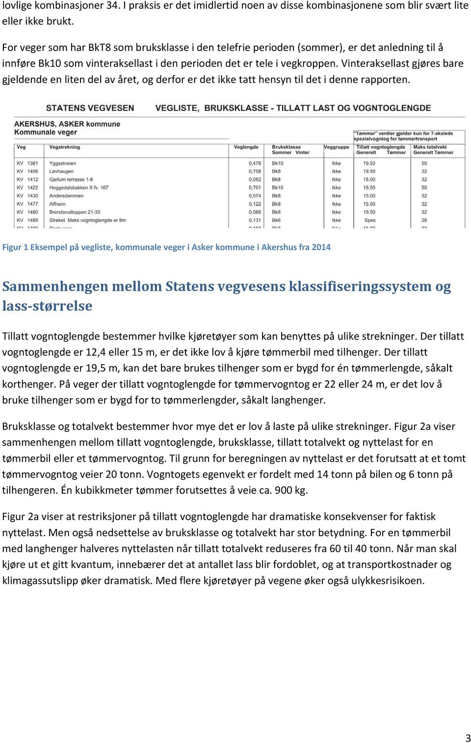 Vinteraksellast gjøres bare gjeldende en liten del av året, og derfor er det ikke tatt hensyn til det i denne rapporten.