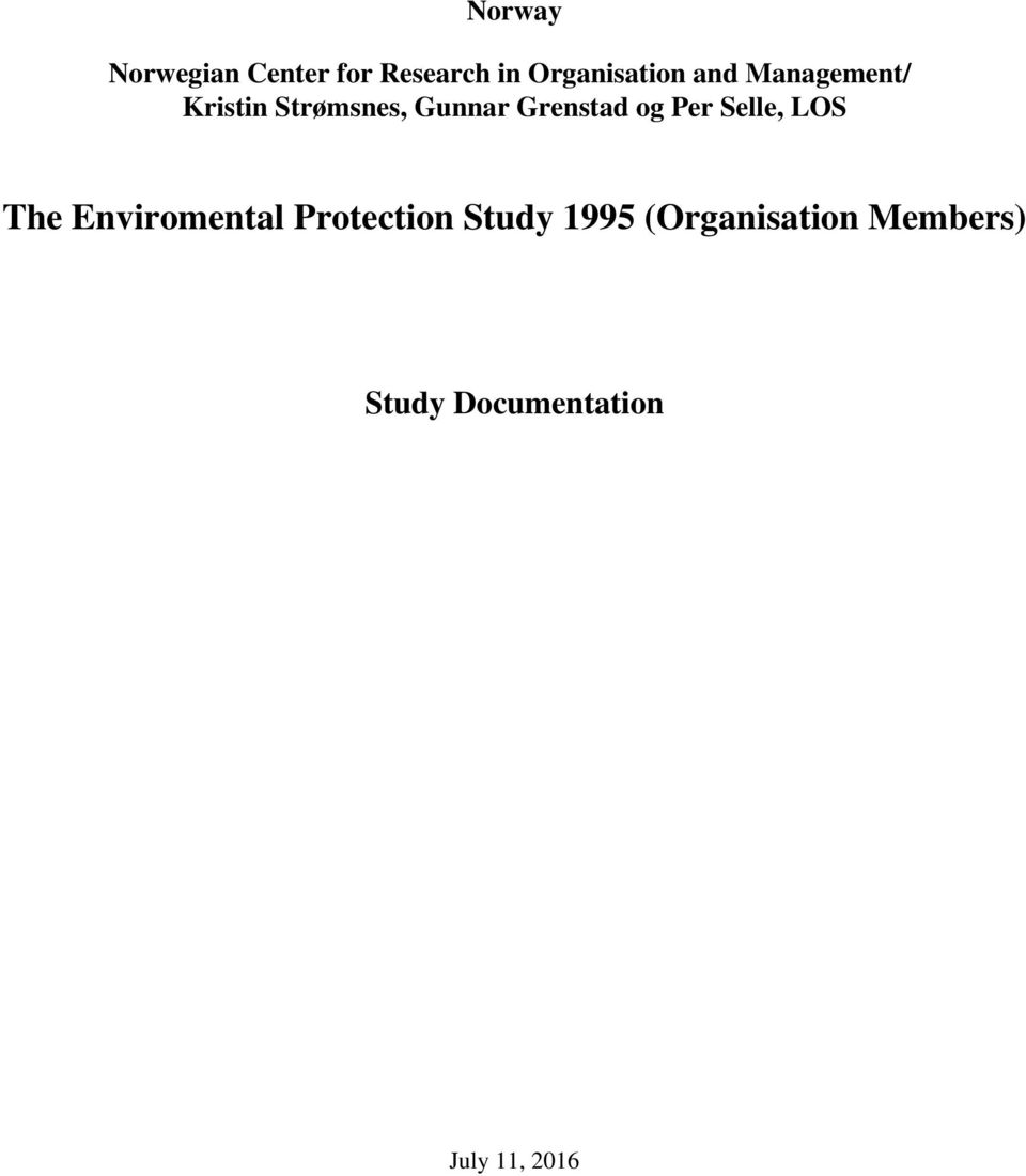 Per Selle, LOS The Enviromental Protection Study 1995