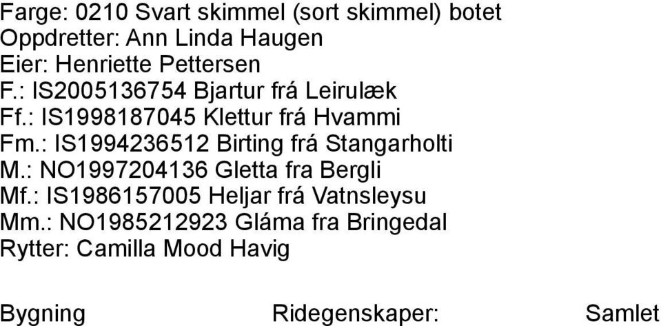 : IS2005136754 Bjartur frá Leirulæk Ff.