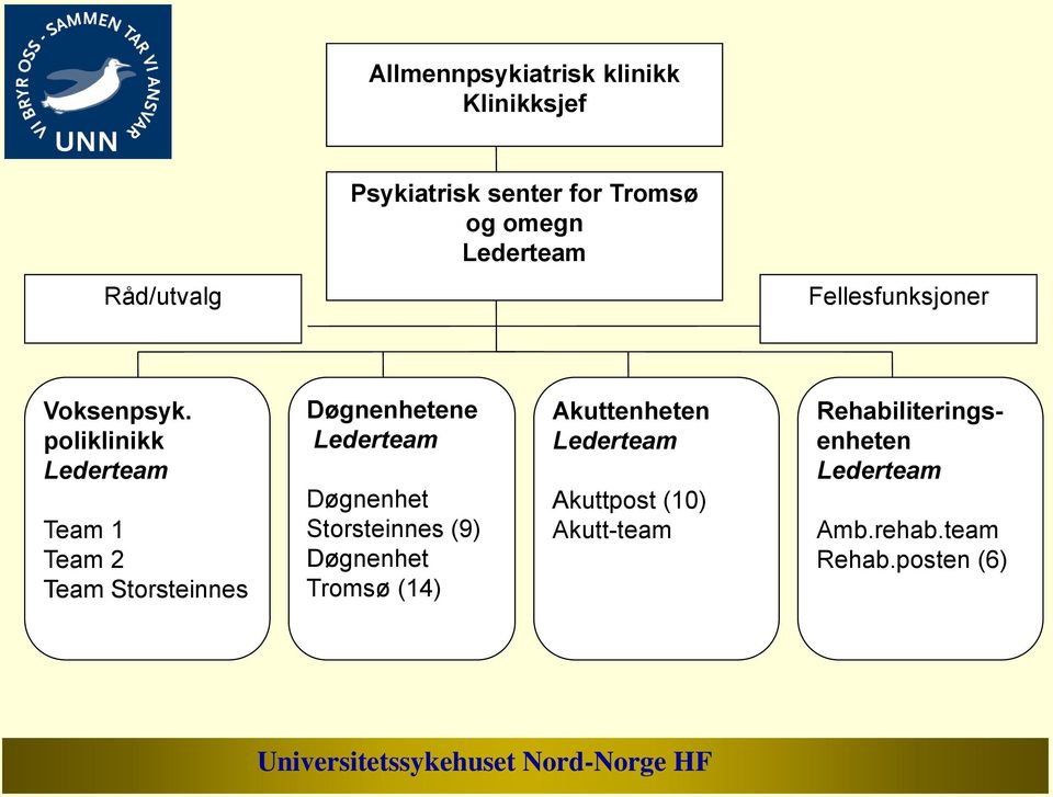 poliklinikk Lederteam Team 1 Team 2 Team Storsteinnes Døgnenhetene Lederteam Døgnenhet