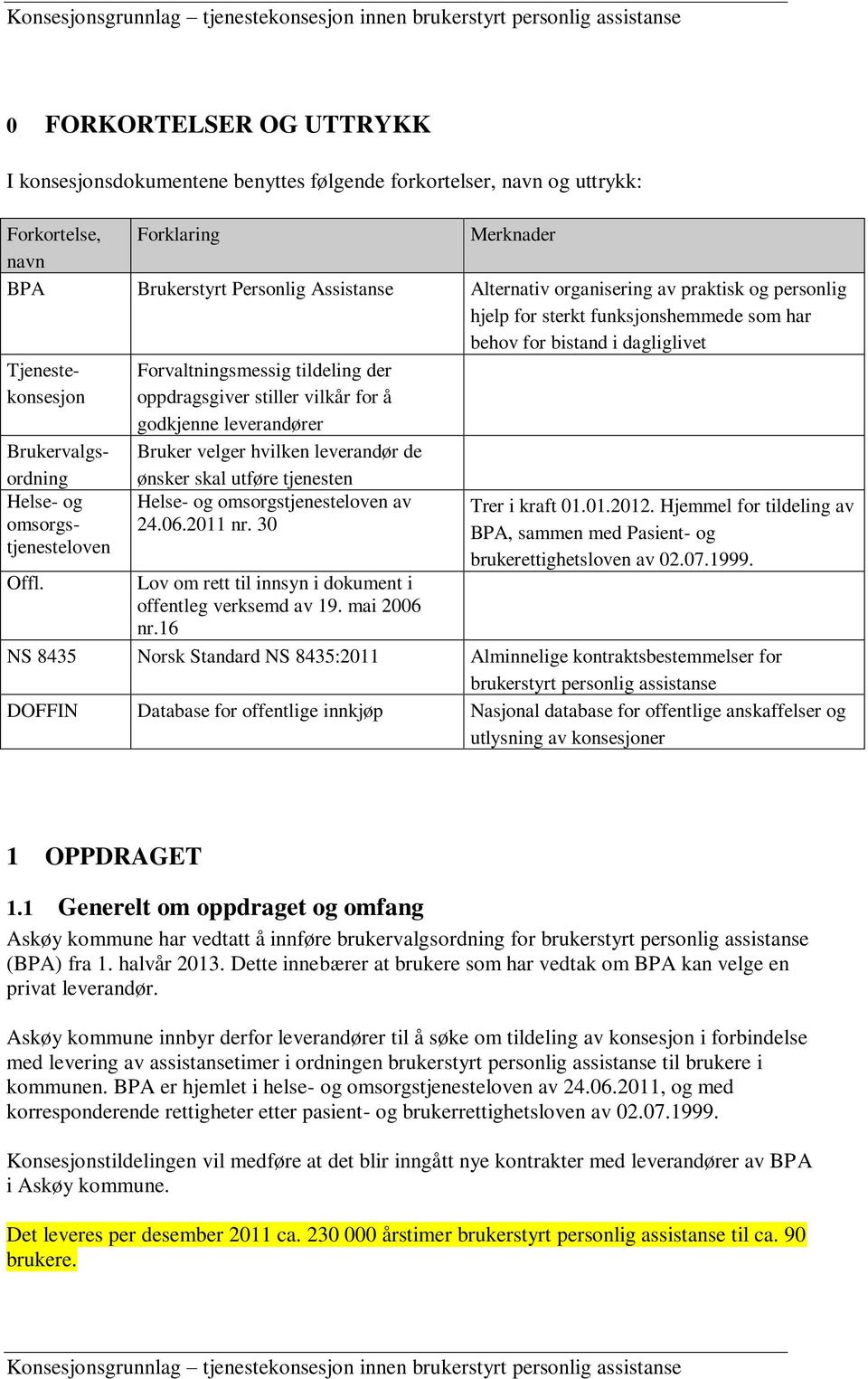 leverandører Brukervalgsordning Bruker velger hvilken leverandør de ønsker skal utføre tjenesten Helse- og Helse- og omsorgstjenesteloven av Trer i kraft 01.01.2012.