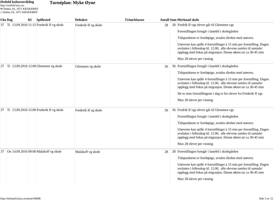 Glemmen vg skole Glemmen vg skole 56 56 Forestillingen foregår i lastebil i skolegården De to siste forestillingene i dag er for elever fra Frederik II vgs 2016