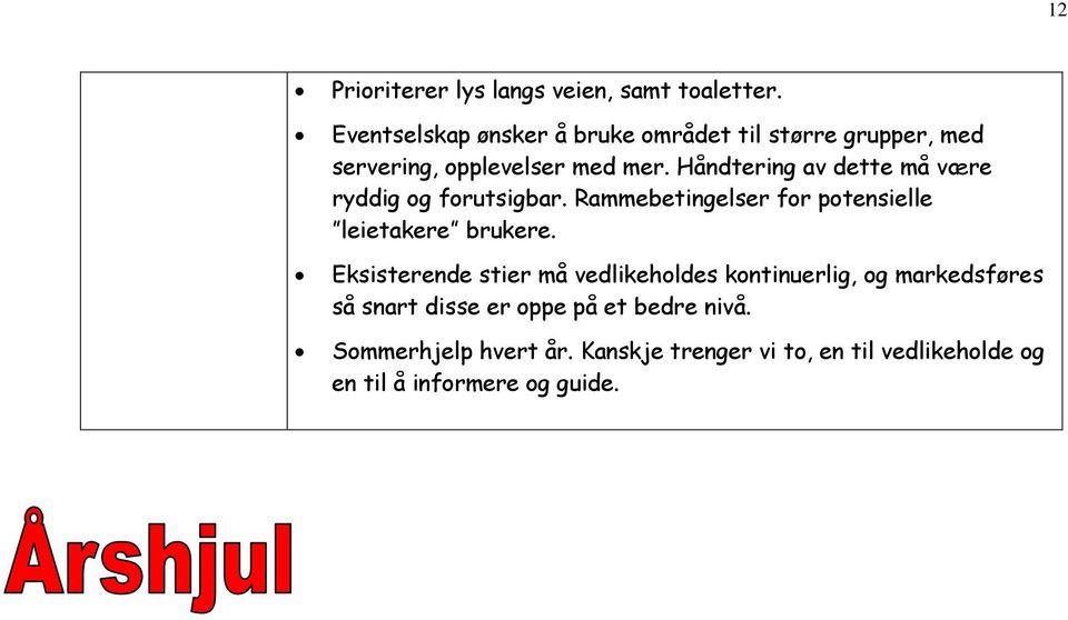 Håndtering av dette må være ryddig og forutsigbar. Rammebetingelser for potensielle leietakere brukere.