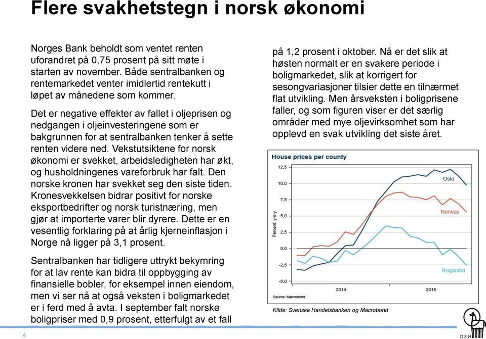 Det er negative effekter av fallet i oljeprisen og nedgangen i oljeinvesteringene som er bakgrunnen for at sentralbanken tenker å sette renten videre ned.