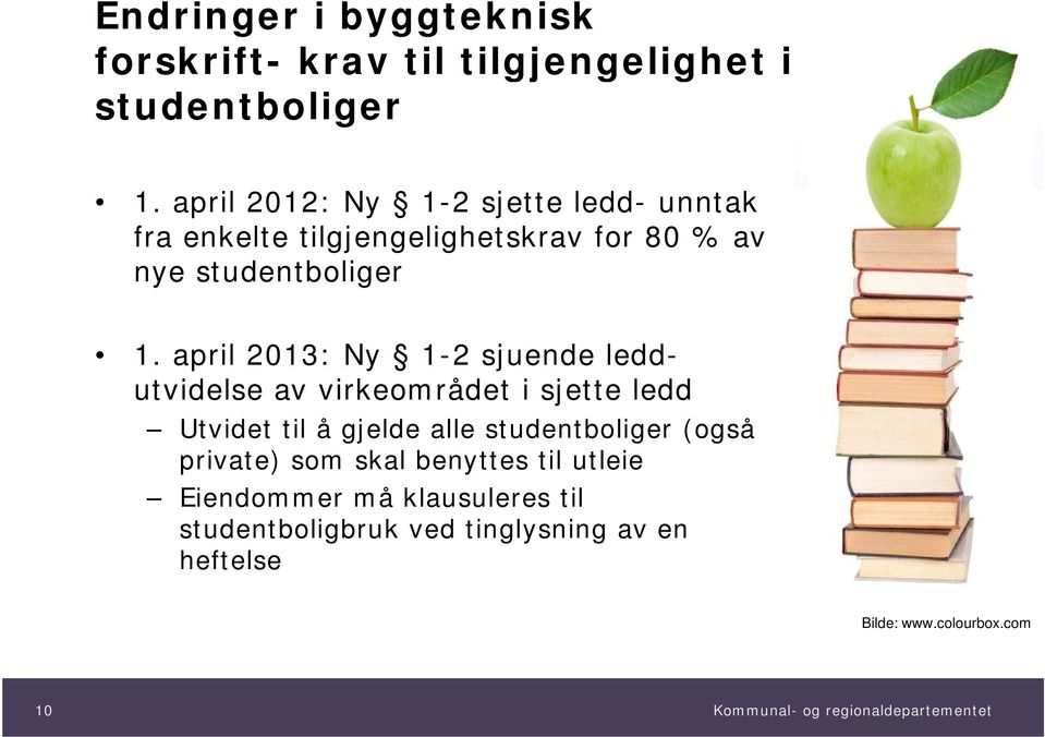 april 2013: Ny 1-2 sjuende leddutvidelse av virkeområdet i sjette ledd Utvidet til å gjelde alle studentboliger