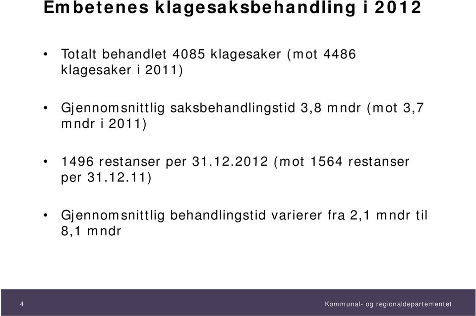 3,7 mndr i 2011) 1496 restanser per 31.12.