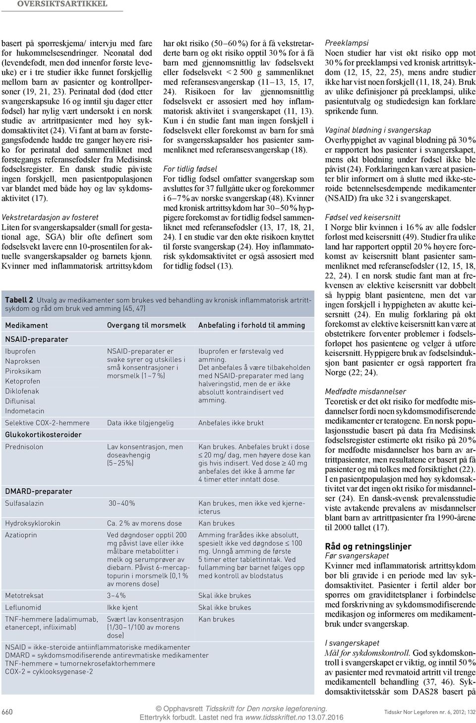 Perinatal død (død etter svangerskapsuke 16 og inntil sju dager etter fødsel) har nylig vært undersøkt i en norsk studie av artrittpasienter med høy sykdomsaktivitet (24).