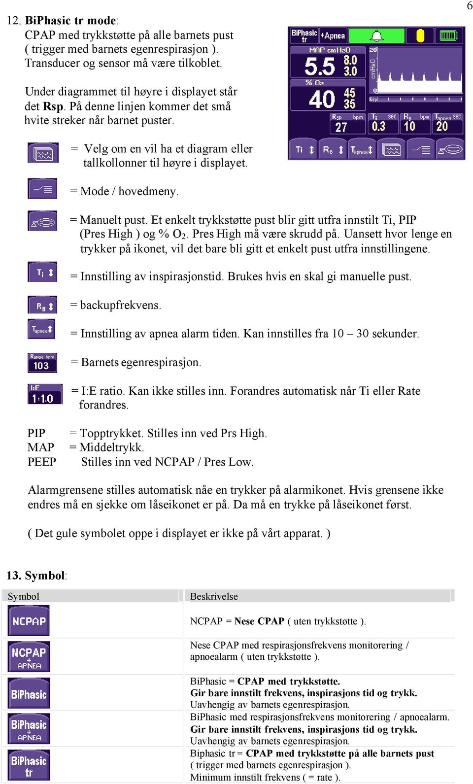 Et enkelt trykkstøtte pust blir gitt utfra innstilt Ti, PIP (Pres High ) og % O2. Pres High må være skrudd på.