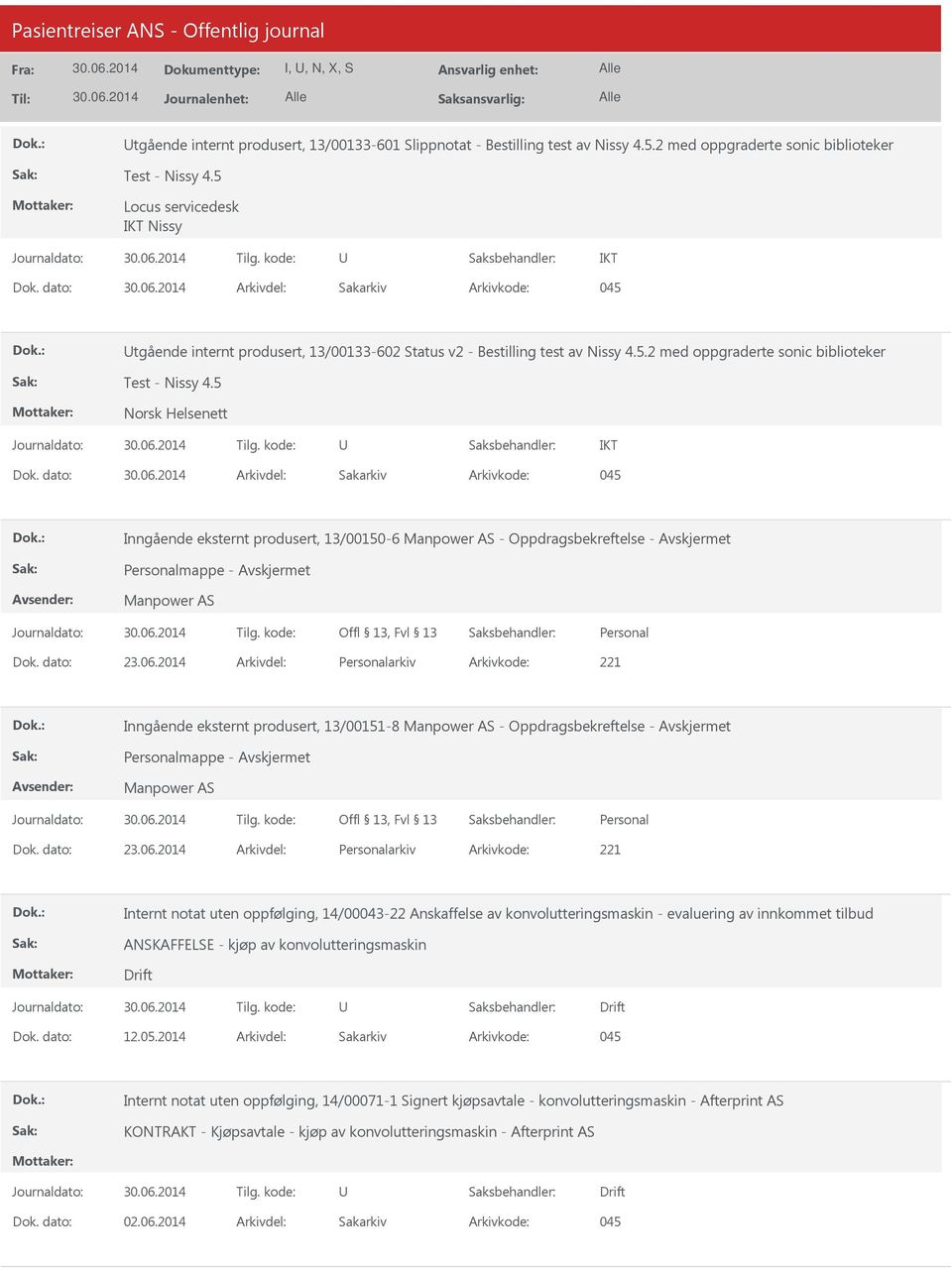 2 med oppgraderte sonic biblioteker Inngående eksternt produsert, 13/00150-6 - Oppdragsbekreftelse - Avskjermet mappe - Avskjermet Dok. dato: 23.06.