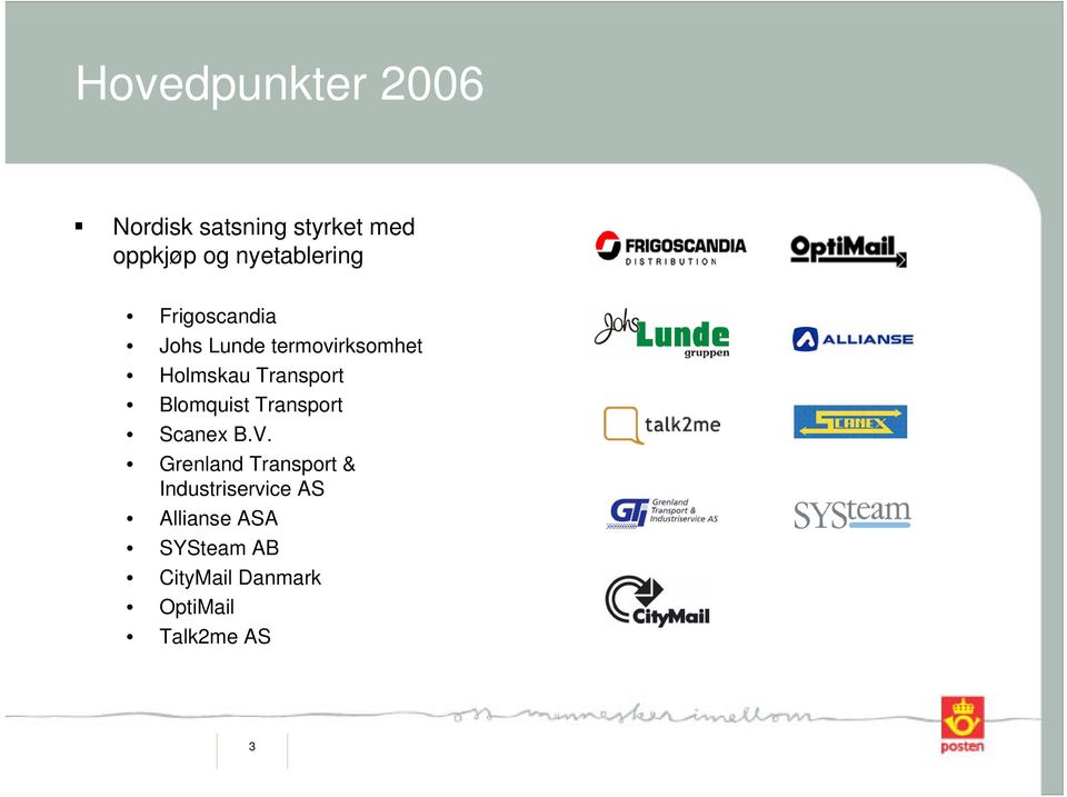 Transport Blomquist Transport Scanex B.V.