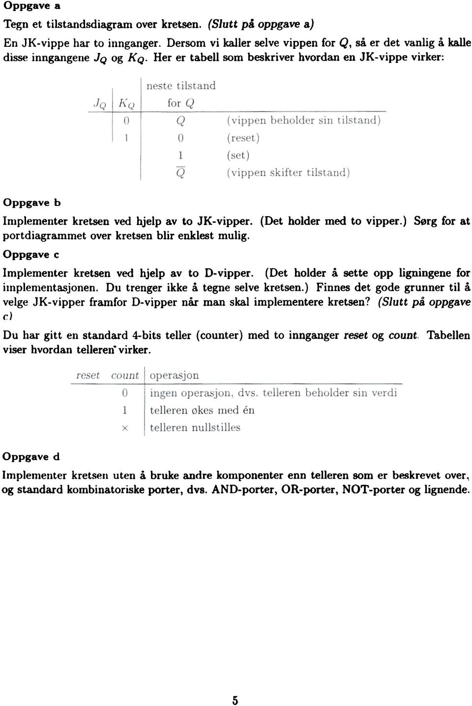 Oppgave c Impementer kretsen ved hjep av t D-vipper. (Det hder å sette pp igningene fr impementasjnen. Du trenger ikke å tegne seve kretsen.