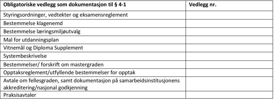 utdanningsplan Vitnemål og Diploma Supplement Systembeskrivelse Bestemmelser/ forskrift om mastergraden