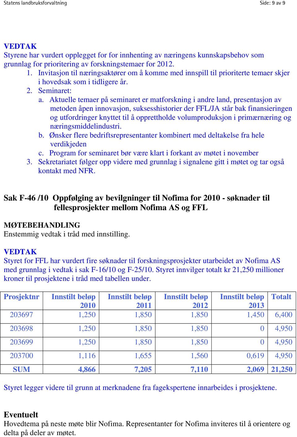 Aktuelle temaer på seminaret er matforskning i andre land, presentasjon av metoden åpen innovasjon, suksesshistorier der FFL/JA står bak finansieringen og utfordringer knyttet til å opprettholde