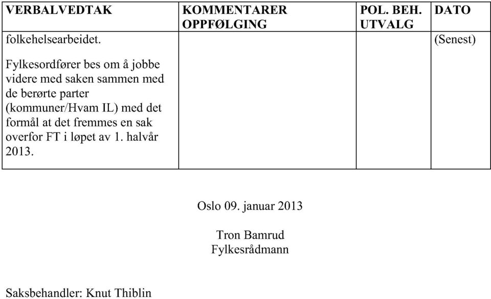 deberørteparter (kommuner/hvamil) meddet formål at detfremmesensak overforft i