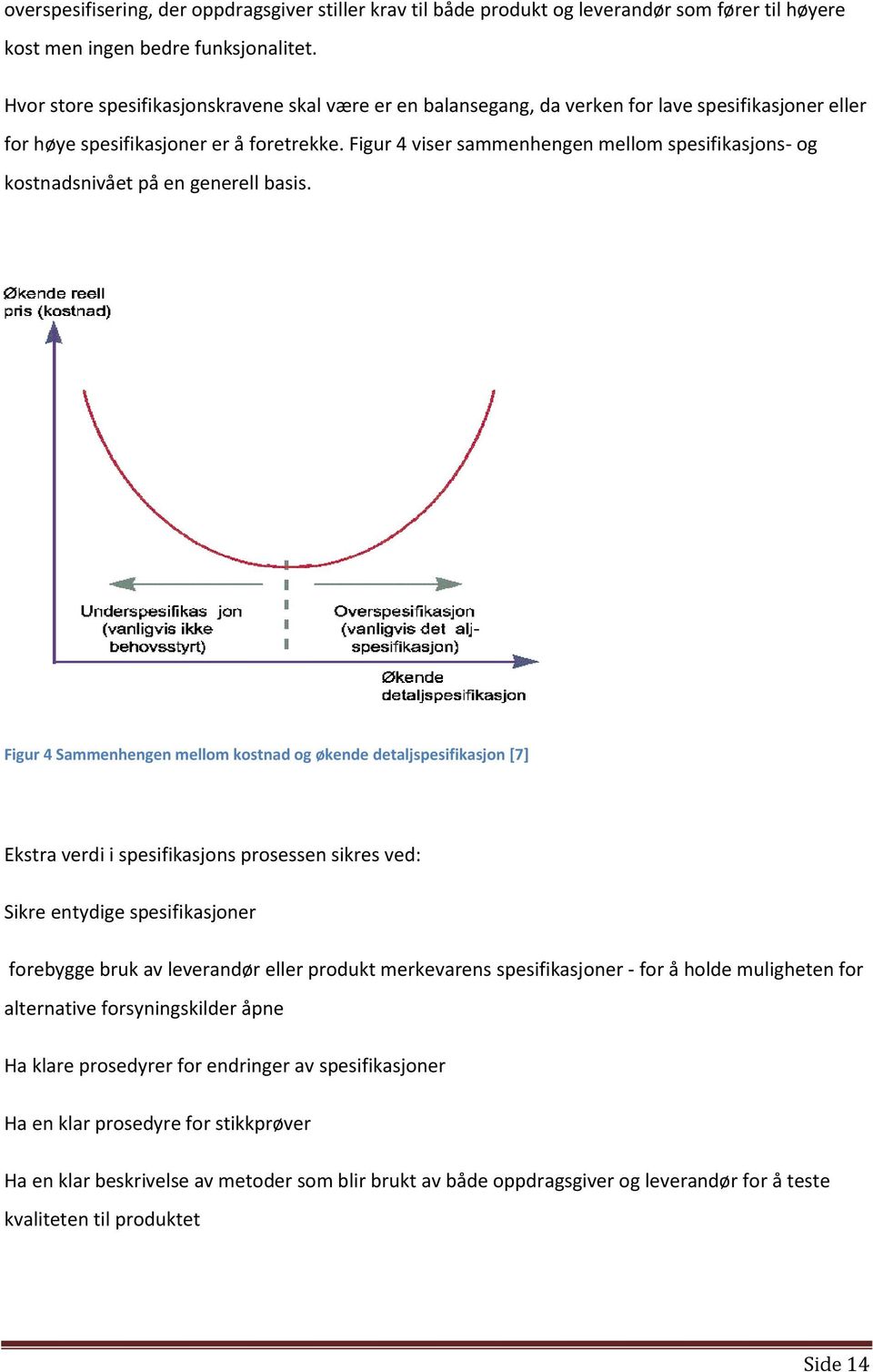 Figur 4 viser sammenhengen mellom spesifikasjons- og kostnadsnivået på en generell basis.