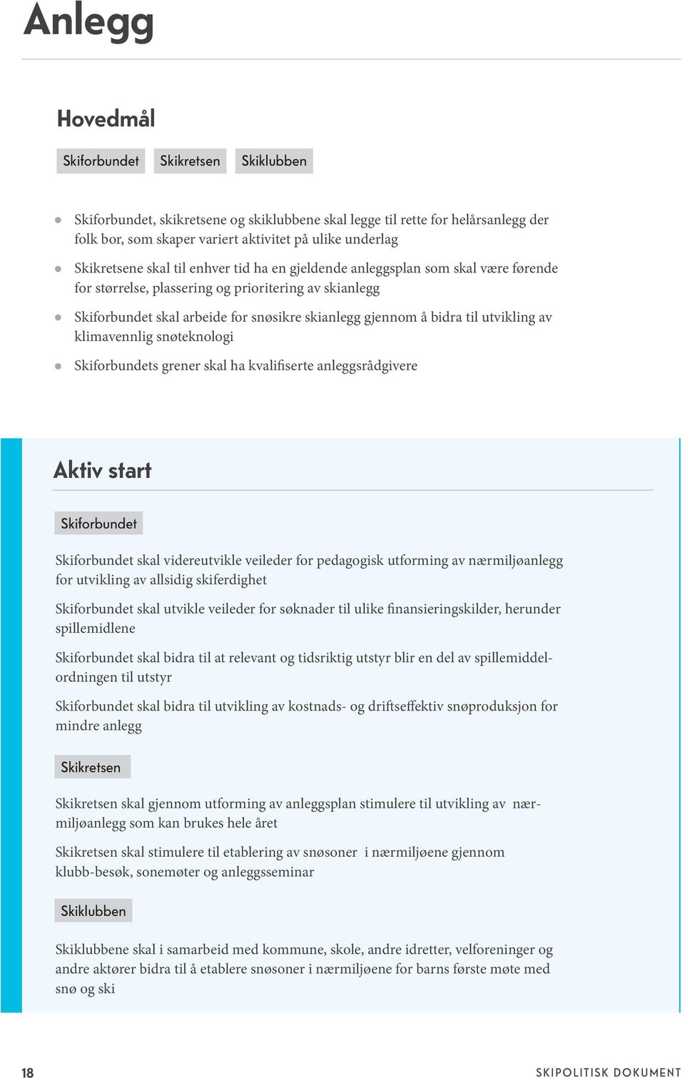 anleggsrådgivere Aktiv start skal videreutvikle veileder for pedagogisk utforming av nærmiljøanlegg for utvikling av allsidig skiferdighet skal utvikle veileder for søknader til ulike