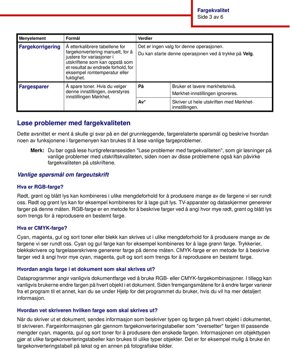 Det er ingen valg for denne operasjonen. Du kan starte denne operasjonen ved å trykke på Velg. På Av* Bruker et lavere mørkhetsnivå. Mørkhet-innstillingen ignoreres.