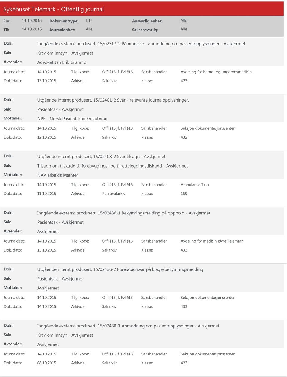 Pasientsak - NPE - Norsk Pasientskadeerstatning 432 Utgående internt produsert, 15/02408-2 Svar tilsagn - Tilsagn om tilskudd til forebyggings- og tilretteleggingstilskudd - NAV arbeidslivsenter