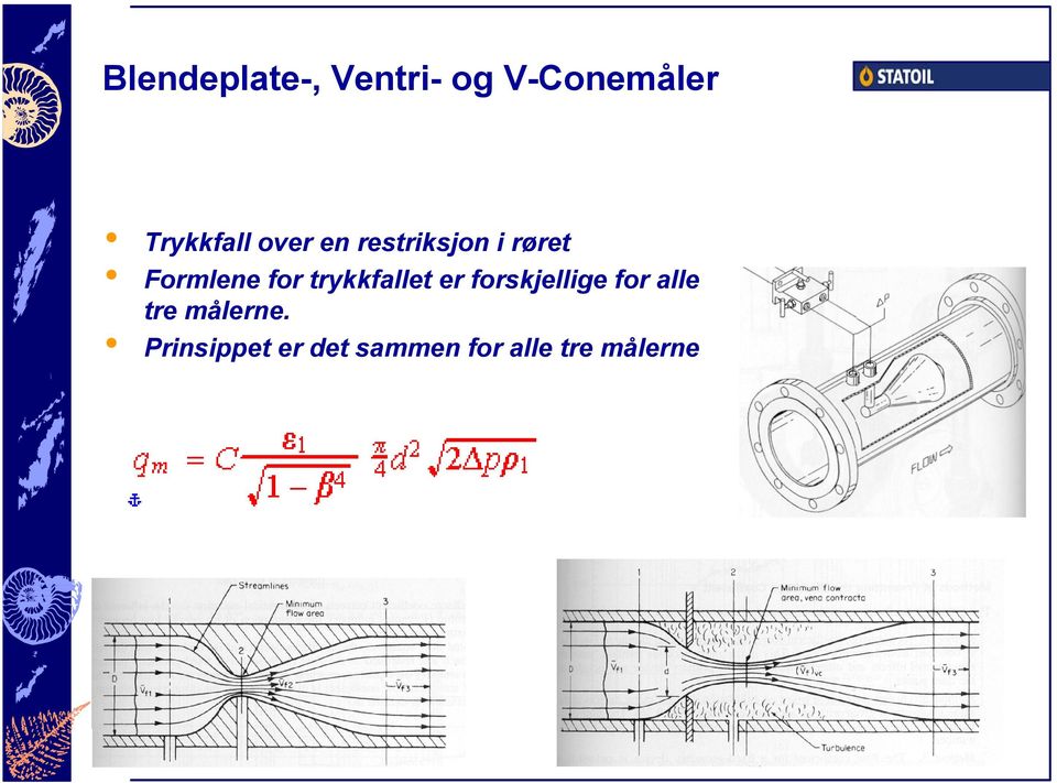 Formlene for trykkfallet er forskjellige for